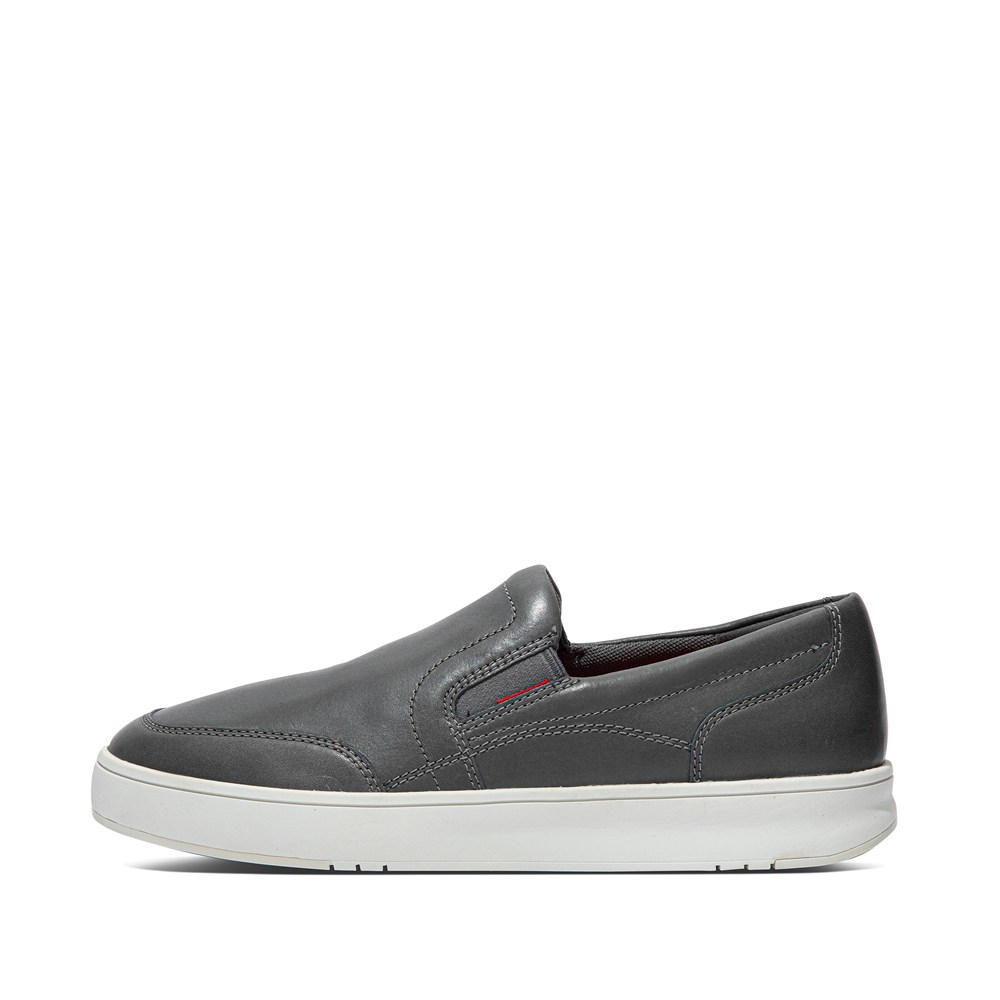 Fitflop Mens Slip-on Grey - Rally X Leather Sneakers - 23FRGZYJL